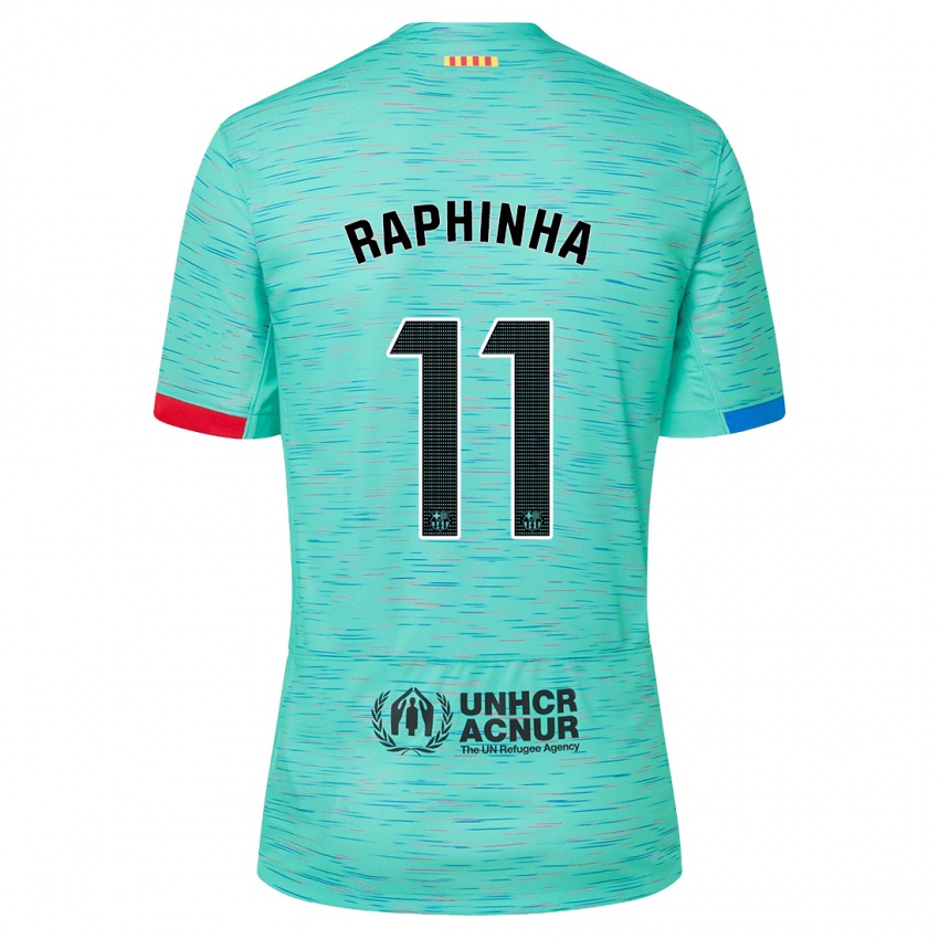 Mann Raphinha #11 Lys Aqua Tredje Sett Drakt Trøye 2023/24 Skjorter T-Skjorte