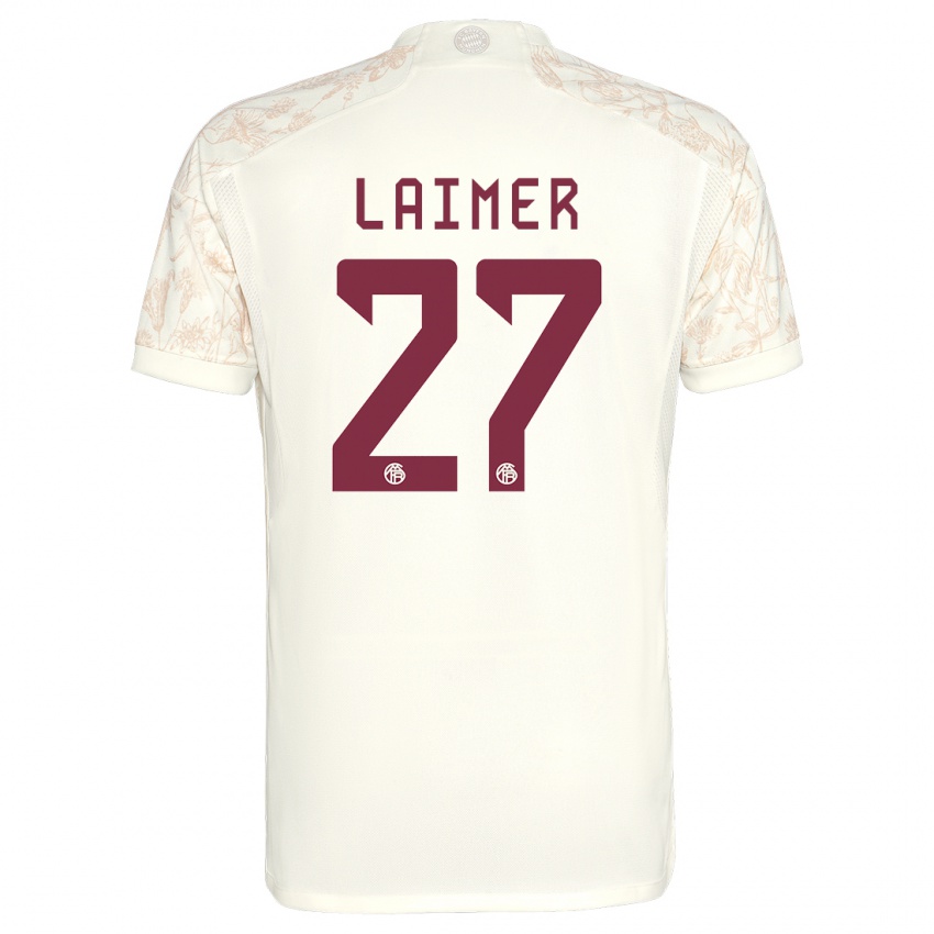 Mann Konrad Laimer #27 Off White Tredje Sett Drakt Trøye 2023/24 Skjorter T-Skjorte