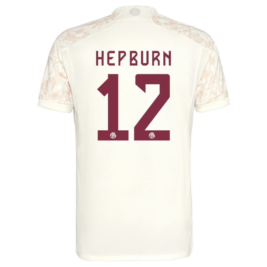 Mann Barry Hepburn #12 Off White Tredje Sett Drakt Trøye 2023/24 Skjorter T-Skjorte