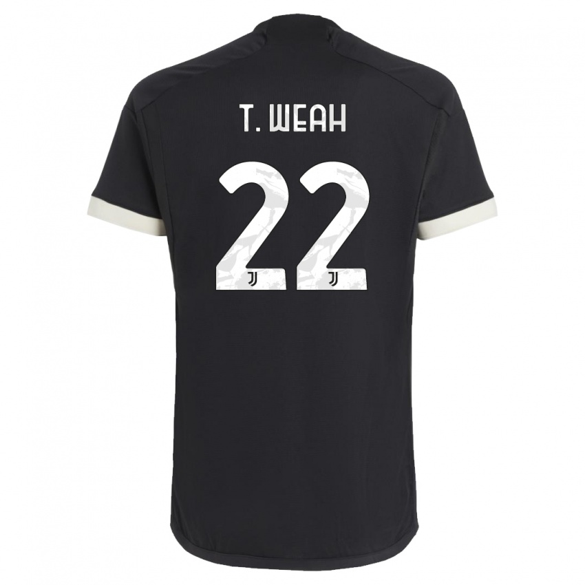 Mann Timothy Weah #22 Svart Tredje Sett Drakt Trøye 2023/24 Skjorter T-Skjorte