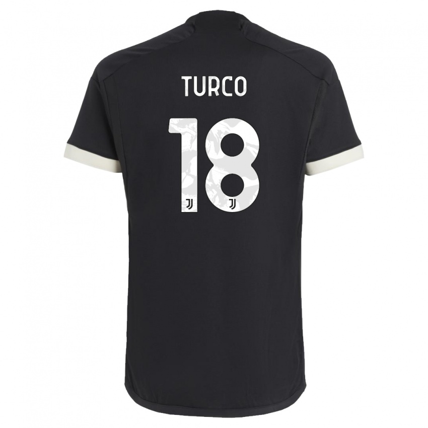 Mann Nicolo Turco #18 Svart Tredje Sett Drakt Trøye 2023/24 Skjorter T-Skjorte