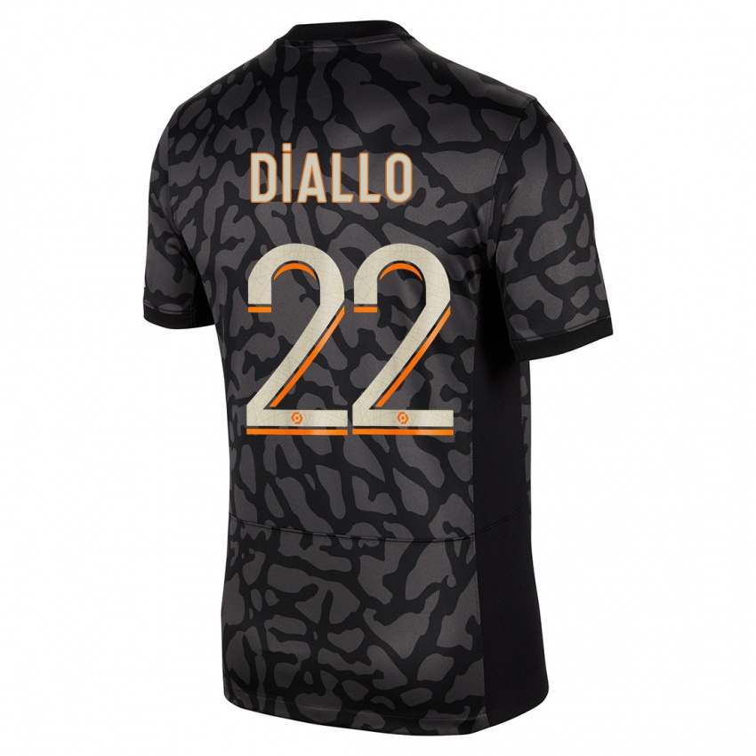 Mann Abdou Diallo #22 Svart Tredje Sett Drakt Trøye 2023/24 Skjorter T-Skjorte