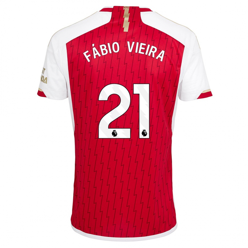Dame Fabio Vieira #21 Rød Hjemmetrøye Drakt Trøye 2023/24 Skjorter T-Skjorte