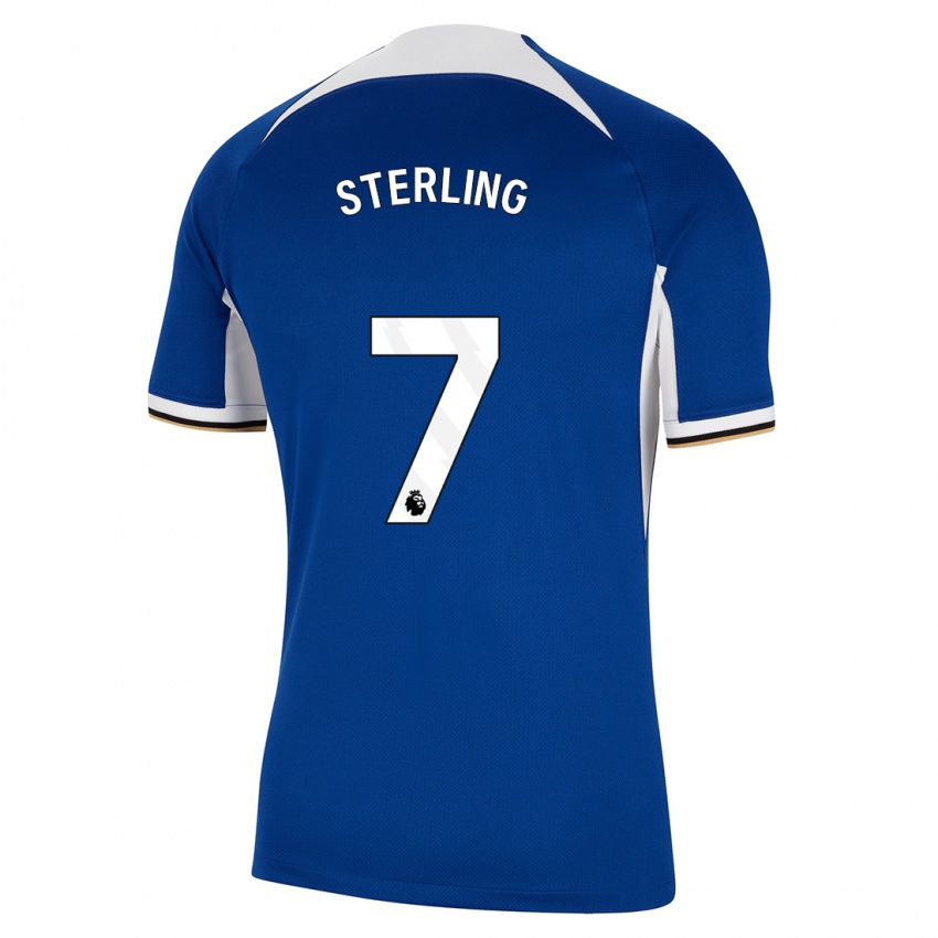 Dame Raheem Sterling #7 Blå Hjemmetrøye Drakt Trøye 2023/24 Skjorter T-Skjorte