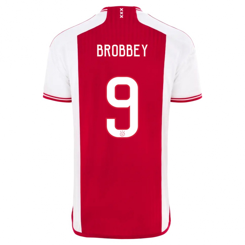 Dame Brian Brobbey #9 Rød Hvit Hjemmetrøye Drakt Trøye 2023/24 Skjorter T-Skjorte