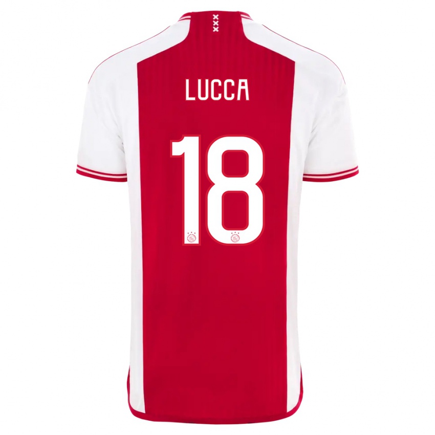 Dame Lorenzo Lucca #18 Rød Hvit Hjemmetrøye Drakt Trøye 2023/24 Skjorter T-Skjorte