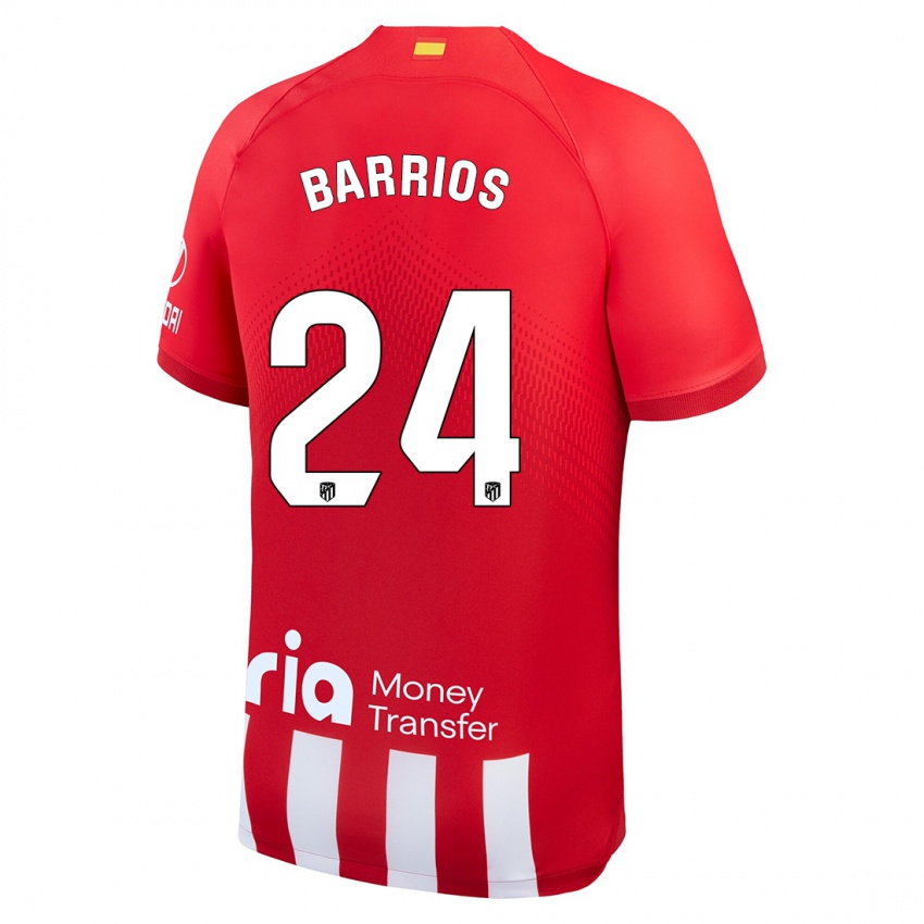 Dame Pablo Barrios #24 Rød Hvit Hjemmetrøye Drakt Trøye 2023/24 Skjorter T-Skjorte