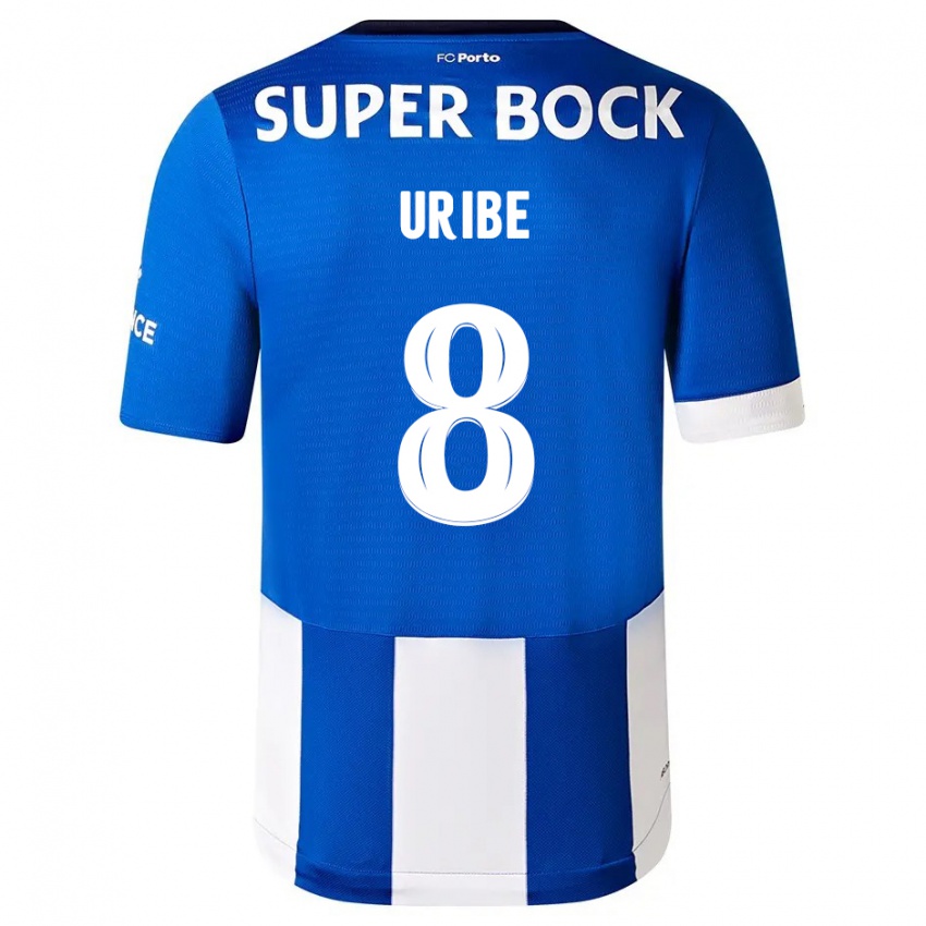 Dame Mateus Uribe #8 Blå Hvit Hjemmetrøye Drakt Trøye 2023/24 Skjorter T-Skjorte