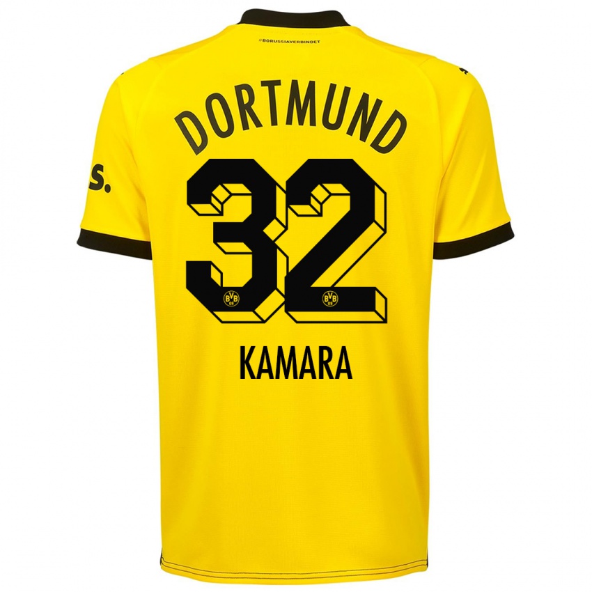 Dame Abdoulaye Kamara #32 Gul Hjemmetrøye Drakt Trøye 2023/24 Skjorter T-Skjorte