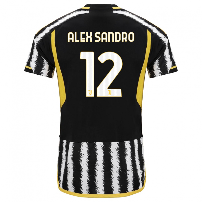 Dame Alex Sandro #12 Svart Hvit Hjemmetrøye Drakt Trøye 2023/24 Skjorter T-Skjorte