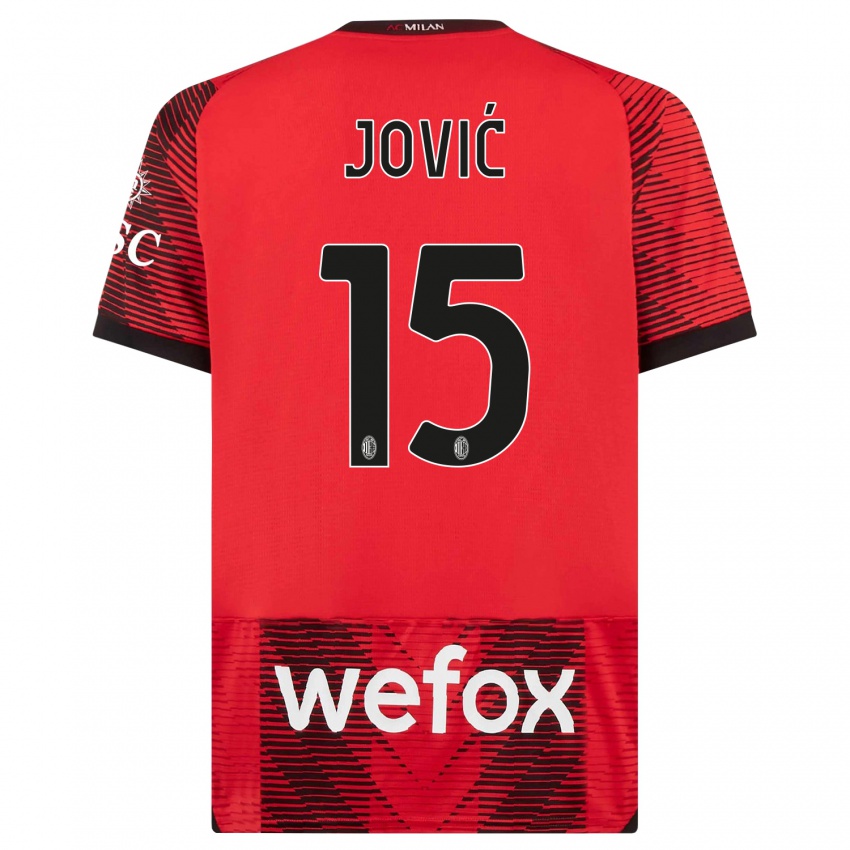 Dame Luka Jovic #15 Rød Svart Hjemmetrøye Drakt Trøye 2023/24 Skjorter T-Skjorte