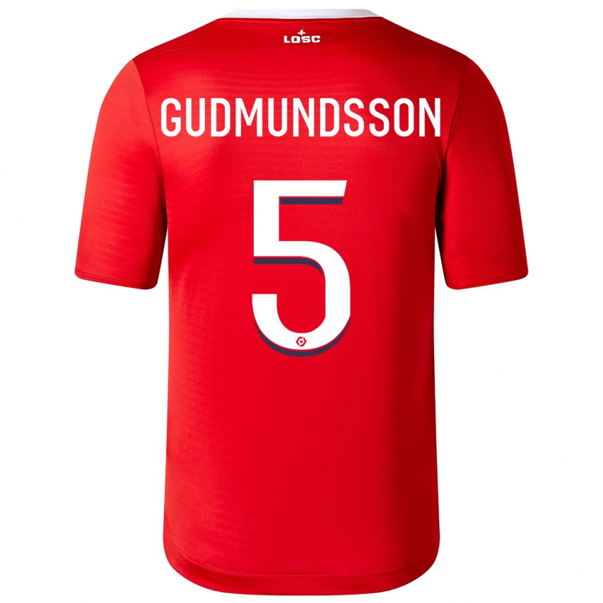 Dame Gabriel Gudmundsson #5 Rød Hjemmetrøye Drakt Trøye 2023/24 Skjorter T-Skjorte