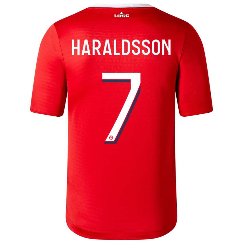 Dame Hákon Arnar Haraldsson #7 Rød Hjemmetrøye Drakt Trøye 2023/24 Skjorter T-Skjorte