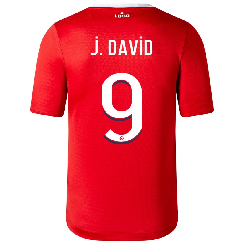 Dame Jonathan David #9 Rød Hjemmetrøye Drakt Trøye 2023/24 Skjorter T-Skjorte