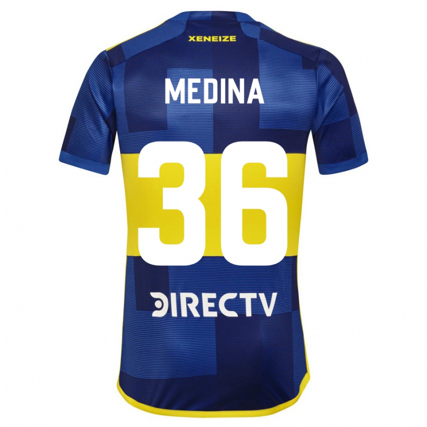 Dame Cristian Medina #36 Mørk Blå Gul Hjemmetrøye Drakt Trøye 2023/24 Skjorter T-Skjorte