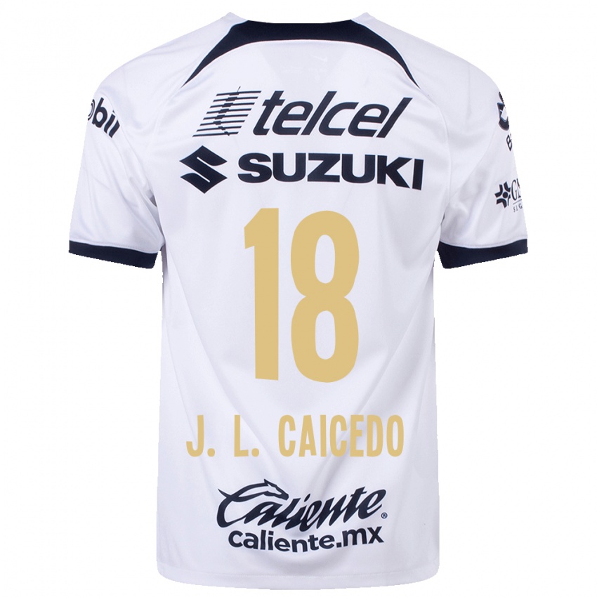 Dame José Caicedo #18 Hvit Hjemmetrøye Drakt Trøye 2023/24 Skjorter T-Skjorte