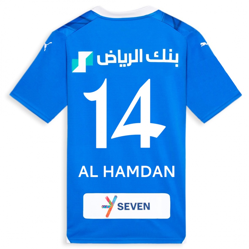 Dame Abdullah Al-Hamdan #14 Blå Hjemmetrøye Drakt Trøye 2023/24 Skjorter T-Skjorte
