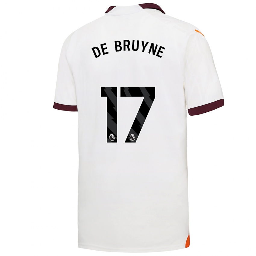 Dame Kevin De Bruyne #17 Hvit Bortetrøye Drakt Trøye 2023/24 Skjorter T-Skjorte