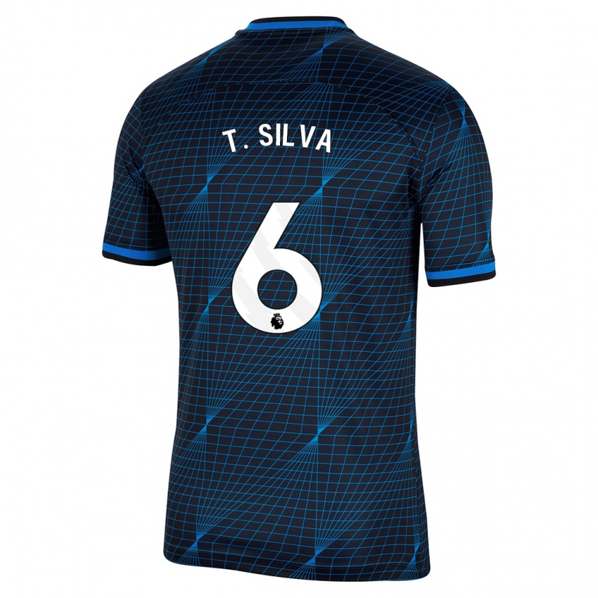 Dame Thiago Silva #6 Mørke Blå Bortetrøye Drakt Trøye 2023/24 Skjorter T-Skjorte