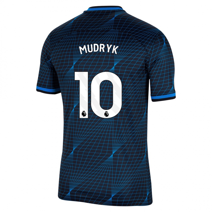 Dame Mykhaylo Mudryk #10 Mørke Blå Bortetrøye Drakt Trøye 2023/24 Skjorter T-Skjorte