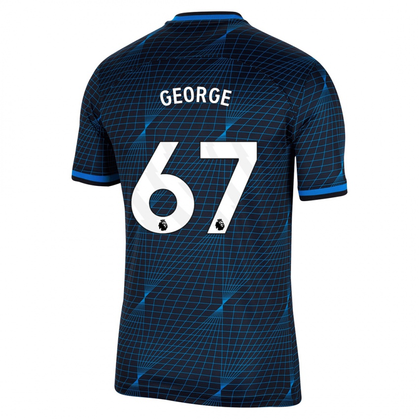 Dame Tyrique George #67 Mørke Blå Bortetrøye Drakt Trøye 2023/24 Skjorter T-Skjorte