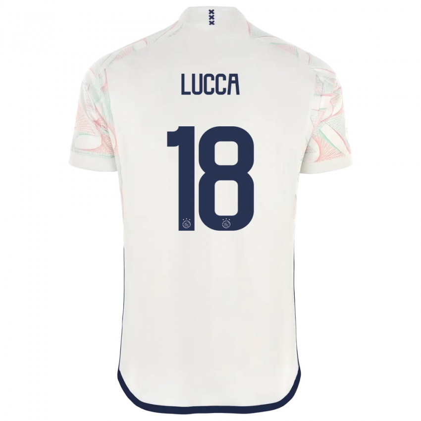 Dame Lorenzo Lucca #18 Hvit Bortetrøye Drakt Trøye 2023/24 Skjorter T-Skjorte