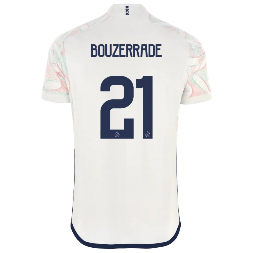 Dame Zaina Bouzerrade #21 Hvit Bortetrøye Drakt Trøye 2023/24 Skjorter T-Skjorte