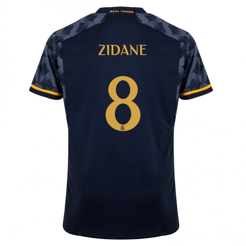 Dame Theo Zidane #8 Mørke Blå Bortetrøye Drakt Trøye 2023/24 Skjorter T-Skjorte