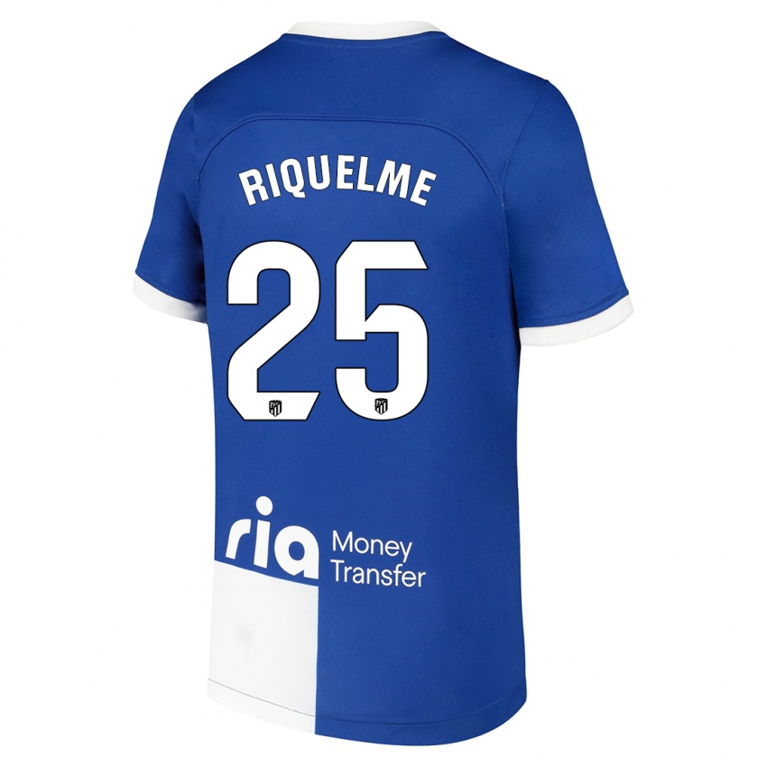 Dame Rodrigo Riquelme #25 Blå Hvit Bortetrøye Drakt Trøye 2023/24 Skjorter T-Skjorte
