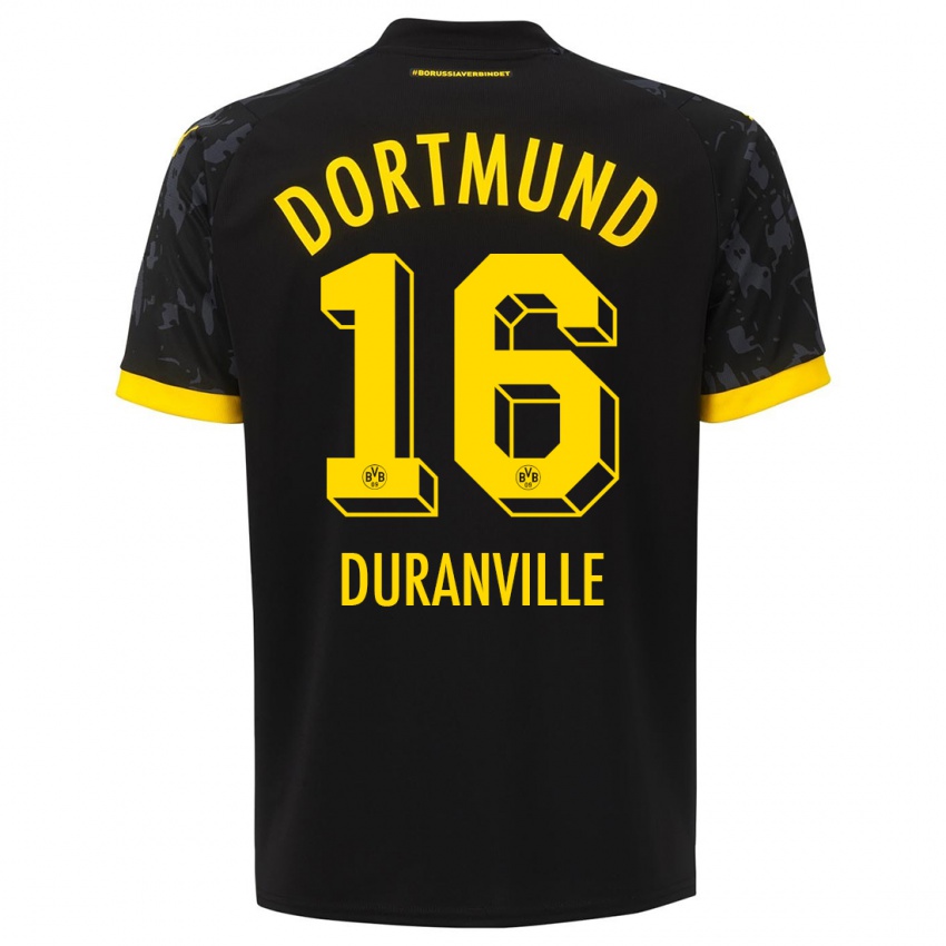 Dame Julien Duranville #16 Svart Bortetrøye Drakt Trøye 2023/24 Skjorter T-Skjorte