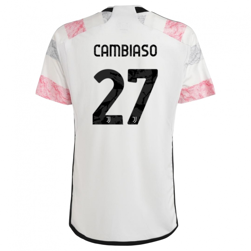 Dame Andrea Cambiaso #27 Hvit Rosa Bortetrøye Drakt Trøye 2023/24 Skjorter T-Skjorte