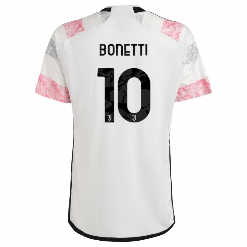 Dame Andrea Bonetti #10 Hvit Rosa Bortetrøye Drakt Trøye 2023/24 Skjorter T-Skjorte