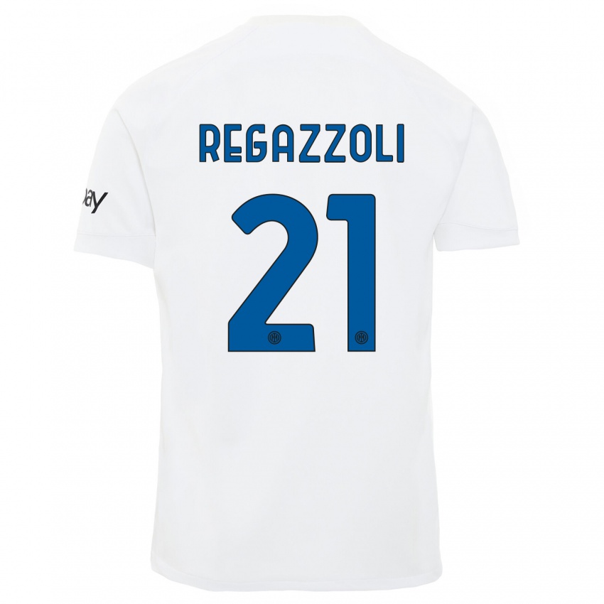 Dame Alice Regazzoli #21 Hvit Bortetrøye Drakt Trøye 2023/24 Skjorter T-Skjorte