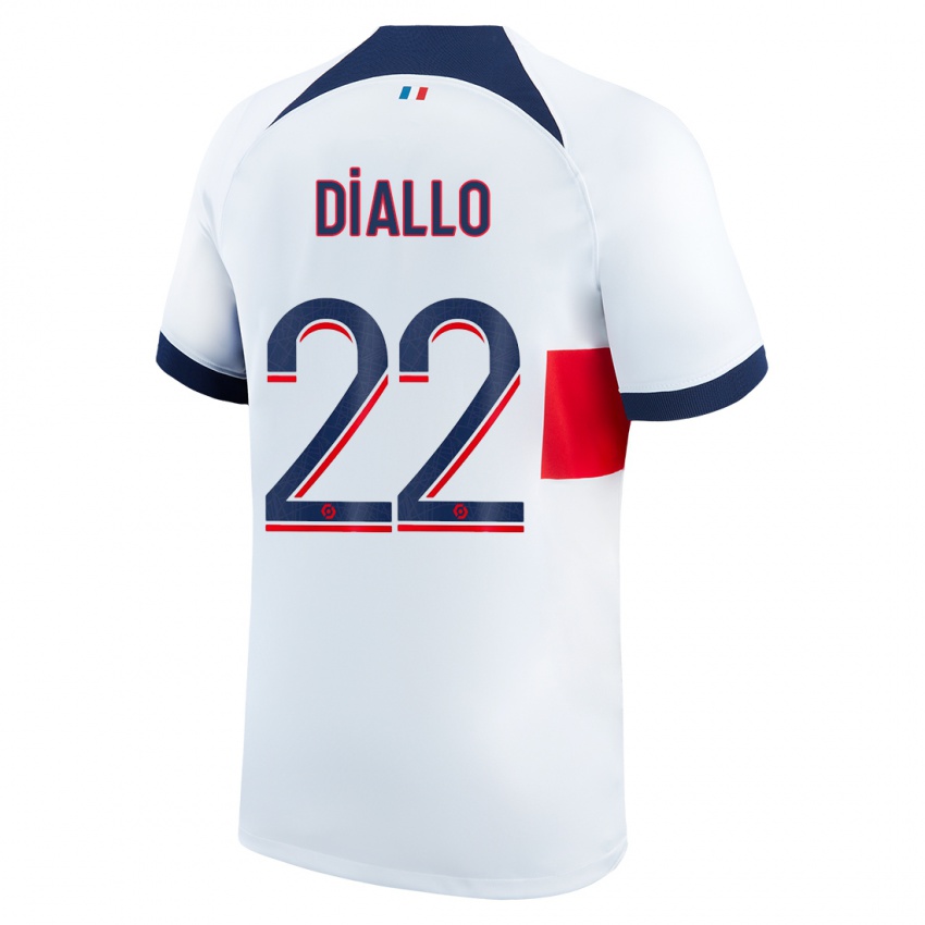 Dame Abdou Diallo #22 Hvit Bortetrøye Drakt Trøye 2023/24 Skjorter T-Skjorte