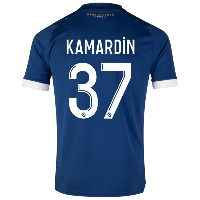 Dame Aaron Kamardin #37 Mørke Blå Bortetrøye Drakt Trøye 2023/24 Skjorter T-Skjorte