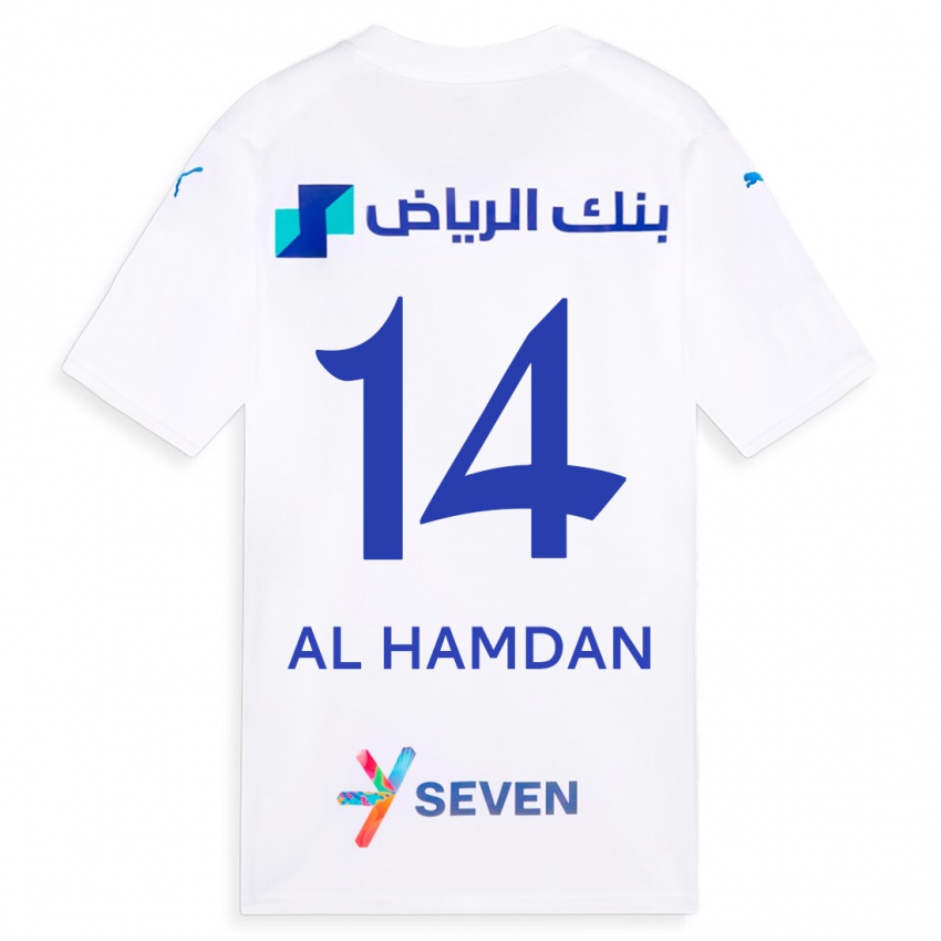 Dame Abdullah Al-Hamdan #14 Hvit Bortetrøye Drakt Trøye 2023/24 Skjorter T-Skjorte