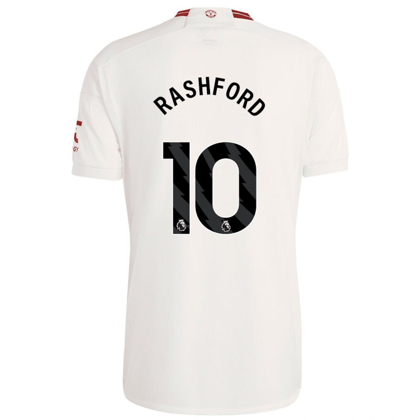 Dame Marcus Rashford #10 Hvit Tredje Sett Drakt Trøye 2023/24 Skjorter T-Skjorte