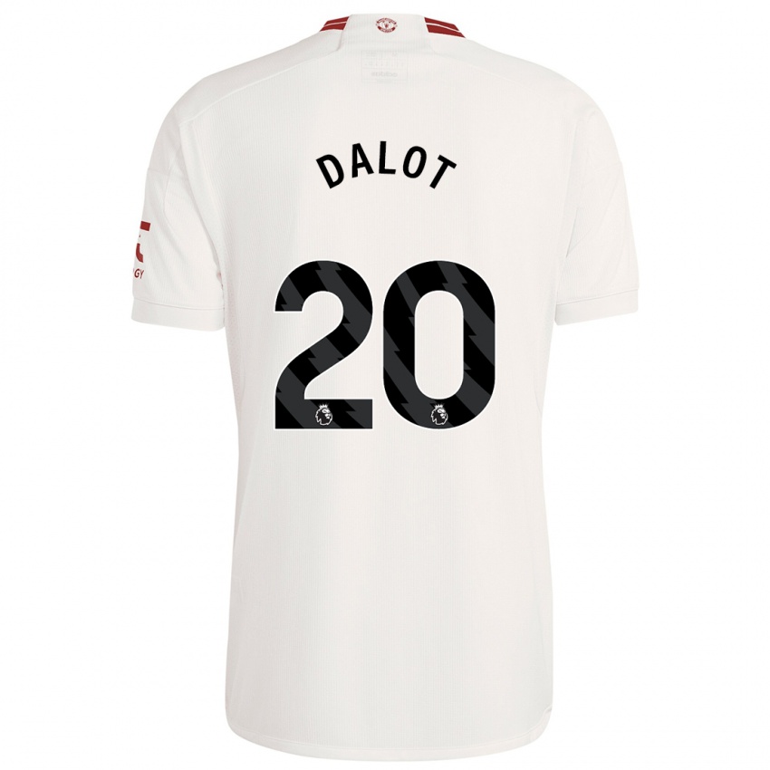 Dame Diogo Dalot #20 Hvit Tredje Sett Drakt Trøye 2023/24 Skjorter T-Skjorte