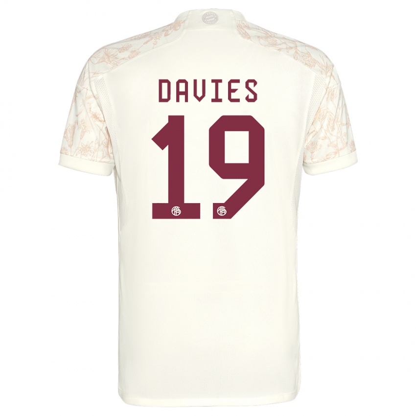 Dame Alphonso Davies #19 Off White Tredje Sett Drakt Trøye 2023/24 Skjorter T-Skjorte