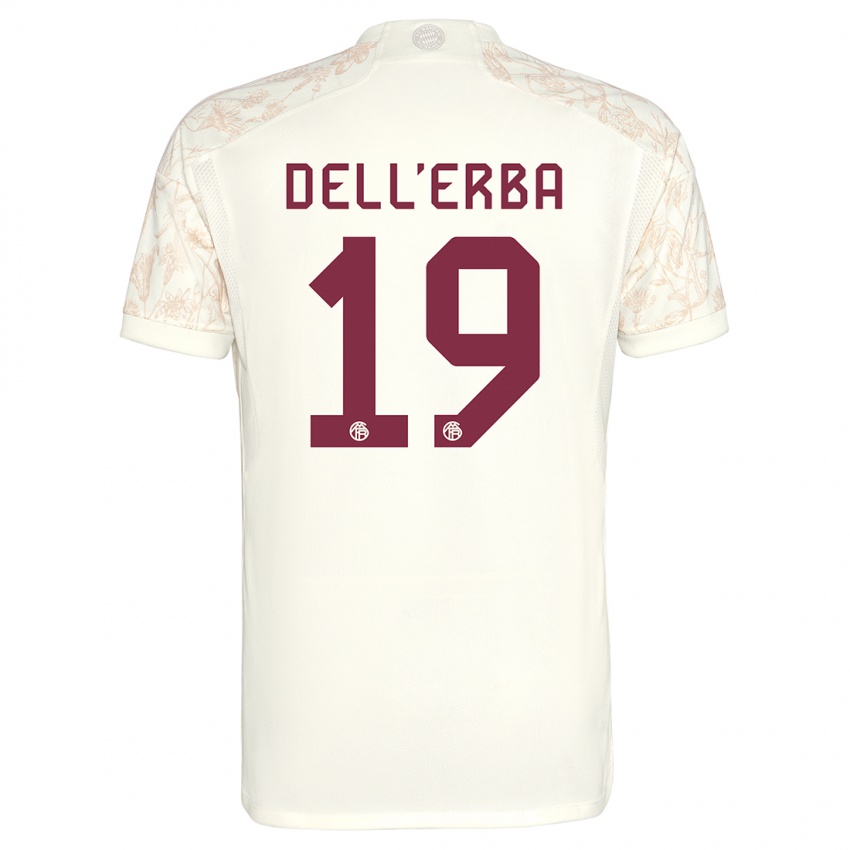 Dame Davide Dell'erba #19 Off White Tredje Sett Drakt Trøye 2023/24 Skjorter T-Skjorte