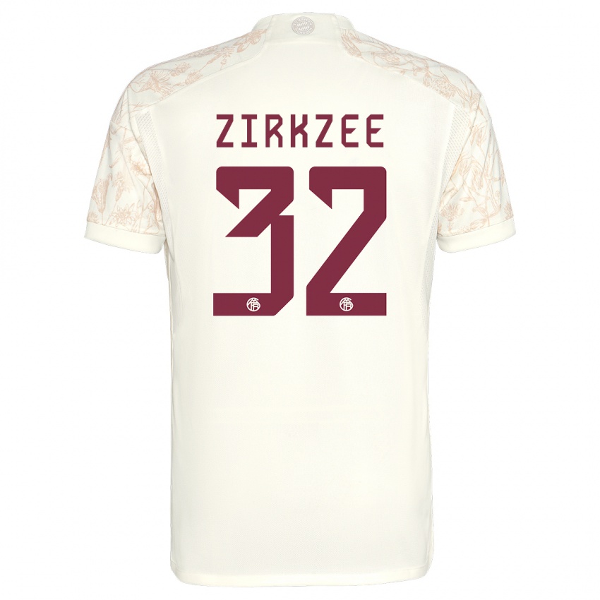 Dame Joshua Zirkzee #32 Off White Tredje Sett Drakt Trøye 2023/24 Skjorter T-Skjorte