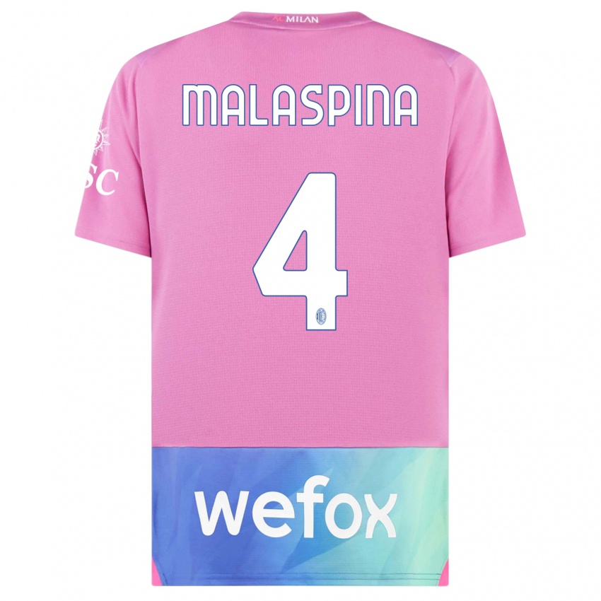 Dame Mattia Malaspina #4 Rosa Lilla Tredje Sett Drakt Trøye 2023/24 Skjorter T-Skjorte
